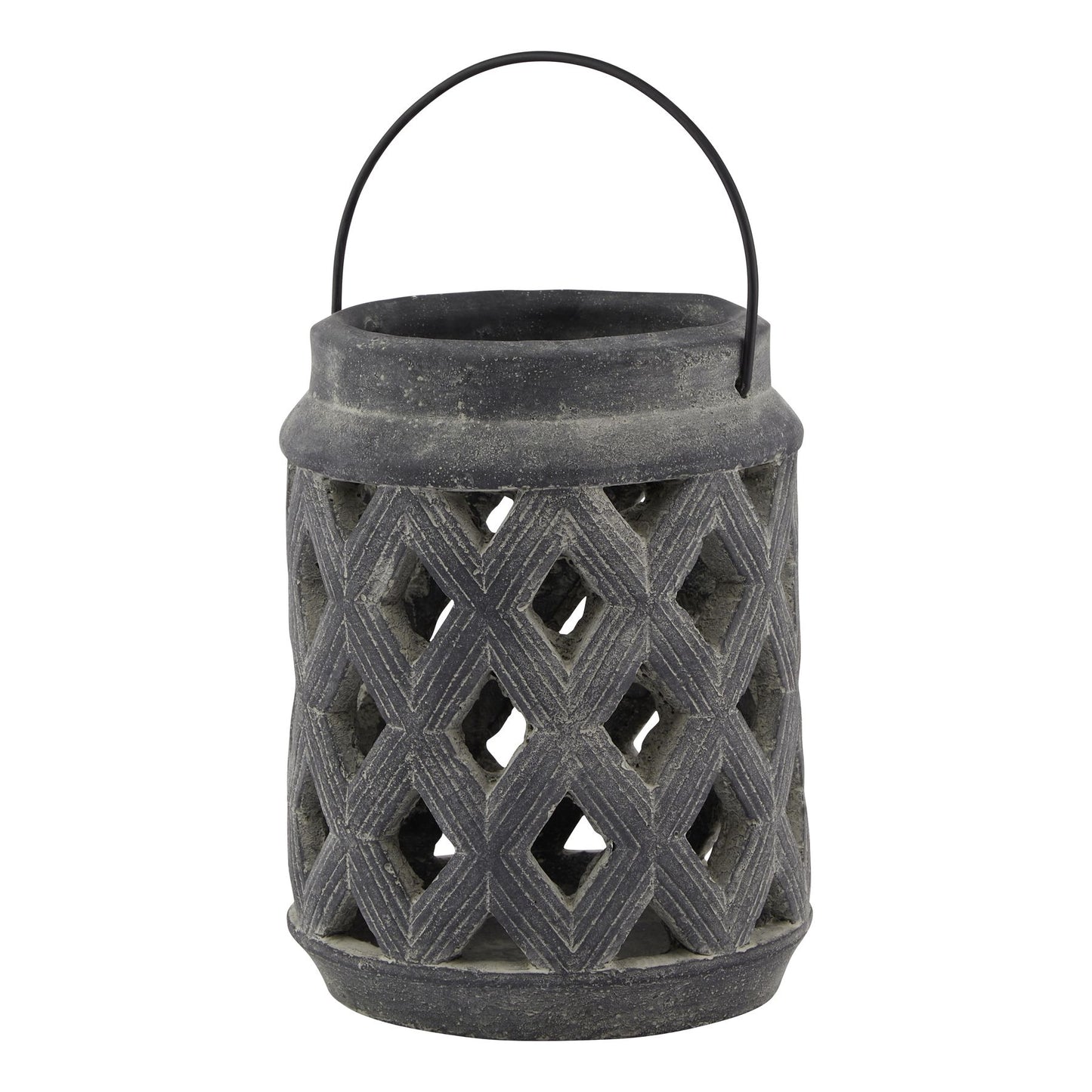 Sorrento Grey Lattice Lantern - Large
