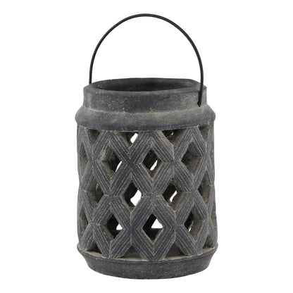 Sorrento Grey Lattice Lantern - Large