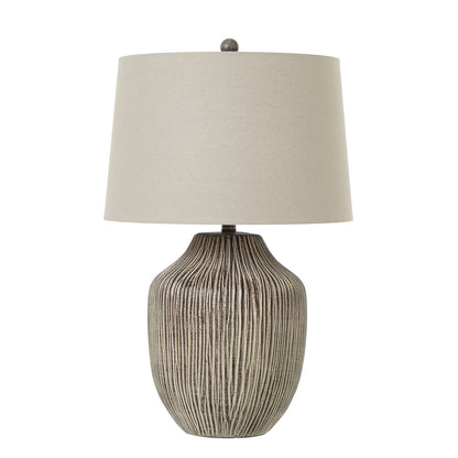 Arden Carved Textured Table Lamp With Linen Shade