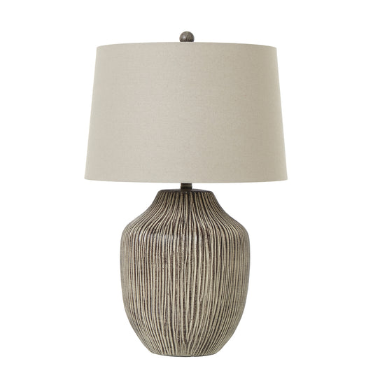 Arden Carved Textured Table Lamp With Linen Shade