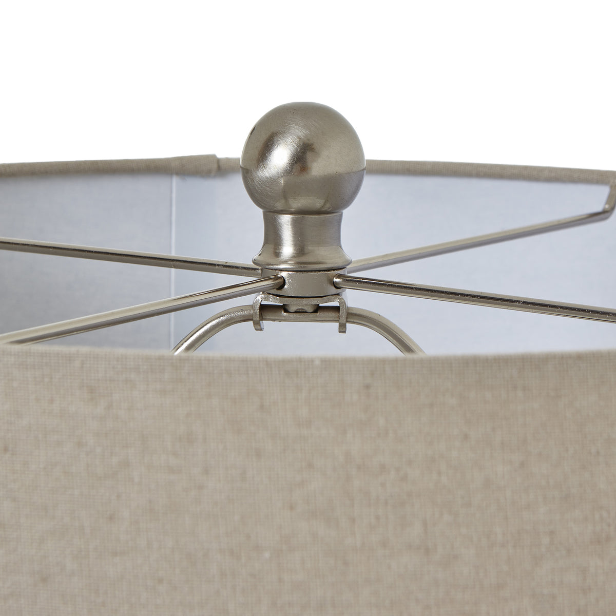 Elodie Small White Beaded Ceramic Table Lamp with Linen Shade