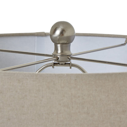 Elodie Small White Beaded Ceramic Table Lamp with Linen Shade