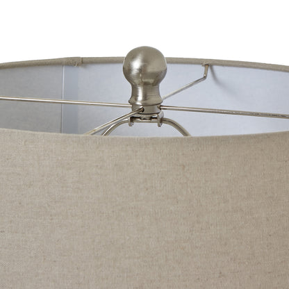 Elodie White Beaded Ceramic Table Lamp with Linen Shade