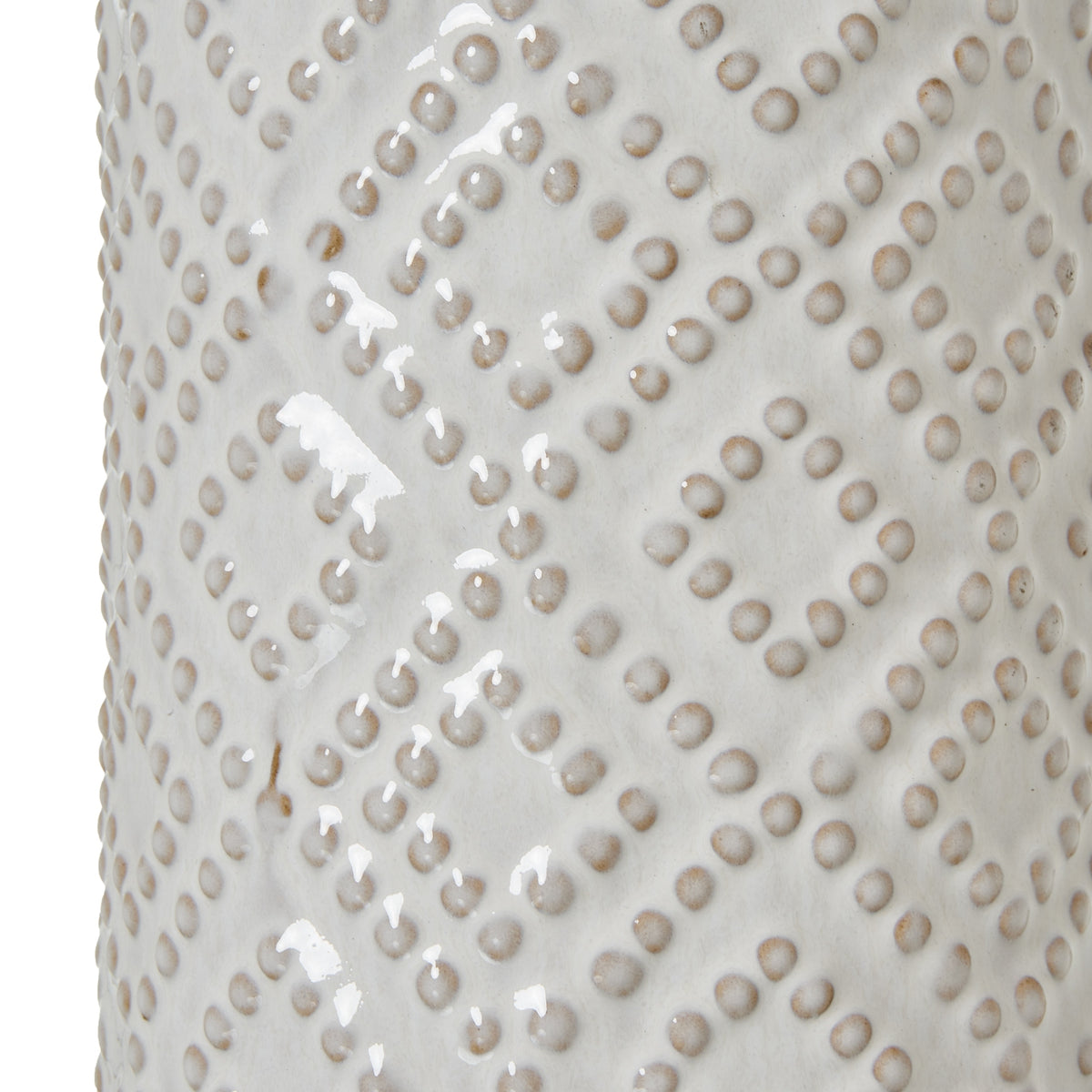 Elodie White Beaded Ceramic Table Lamp with Linen Shade