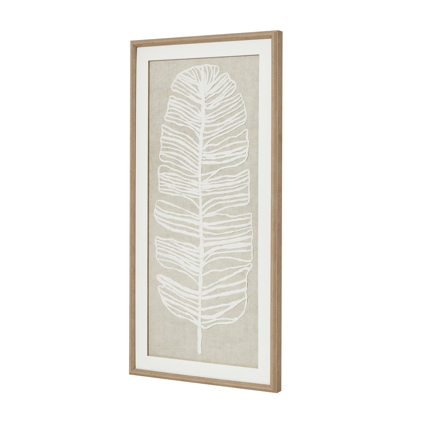 White Feather Artwork with Beaded Frame - Large
