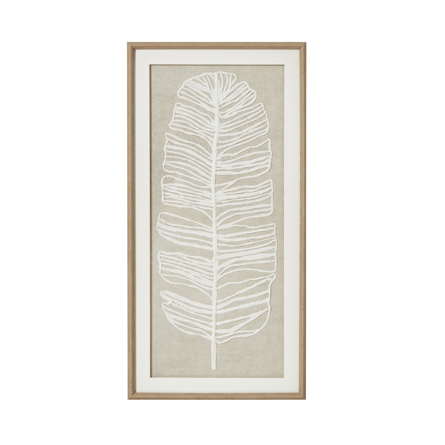 White Feather Artwork with Beaded Frame - Large