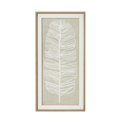 White Feather Artwork with Beaded Frame - Large