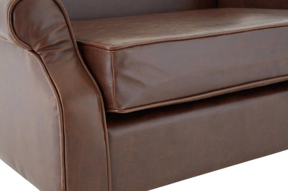 Fulham Brown Leather Effect Wing Armchair