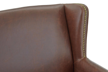 Fulham Brown Leather Effect Wing Armchair