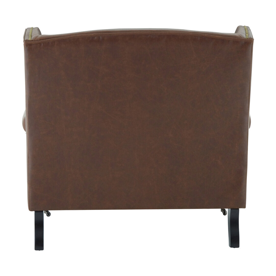 Fulham Brown Leather Effect Wing Armchair