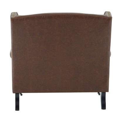Fulham Brown Leather Effect Wing Armchair