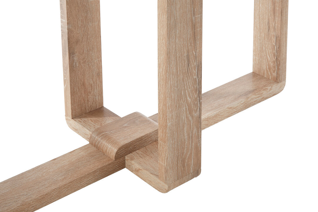 Barton Glass Console Table with Wood Effect Legs