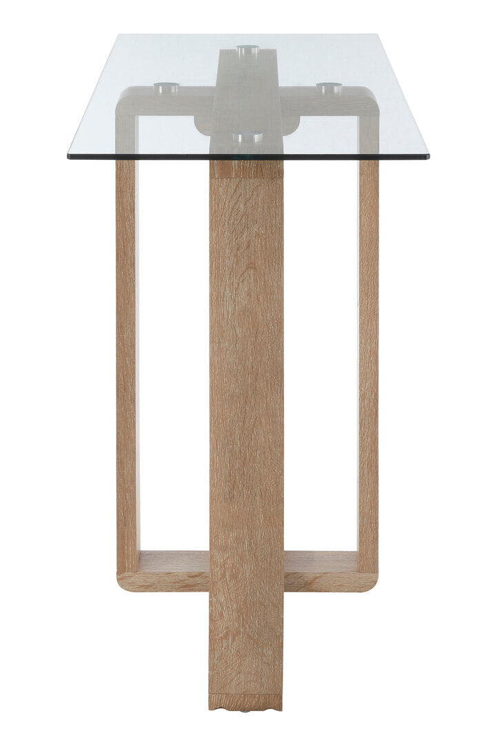 Barton Glass Console Table with Wood Effect Legs