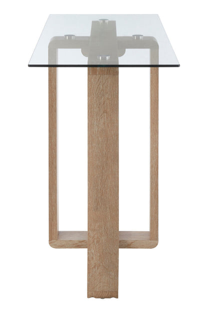 Barton Glass Console Table with Wood Effect Legs