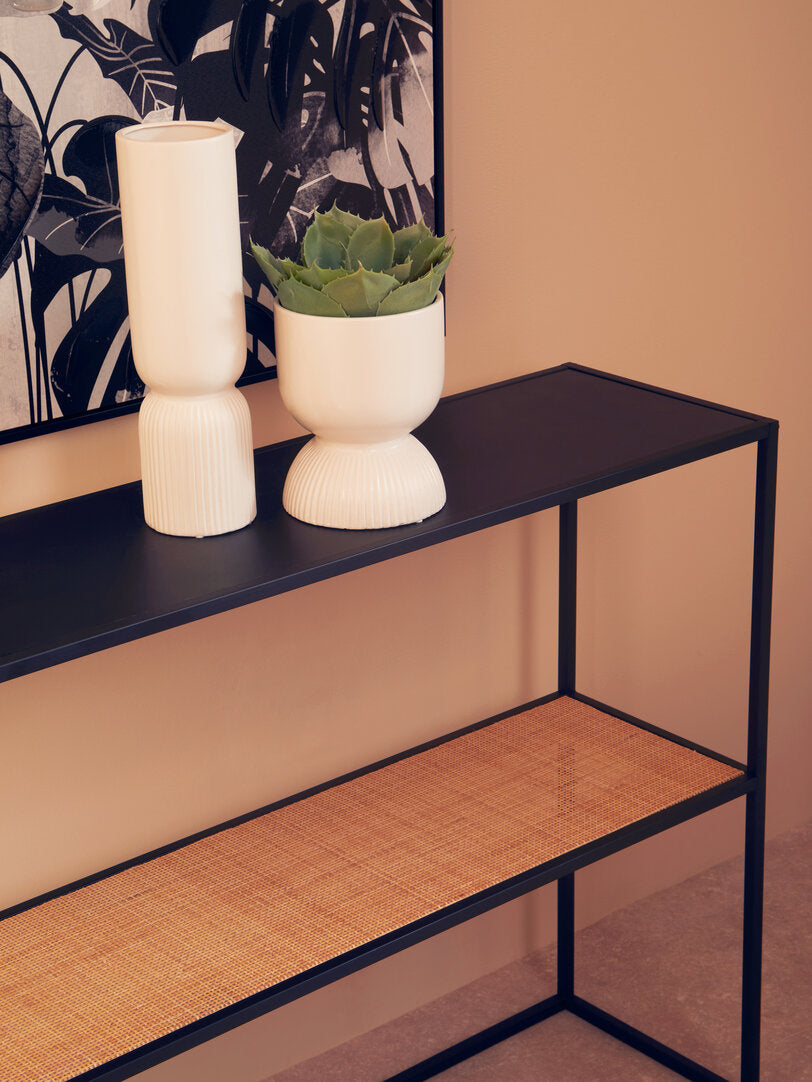 Depok 2 Tier Rattan And Metal Console Table