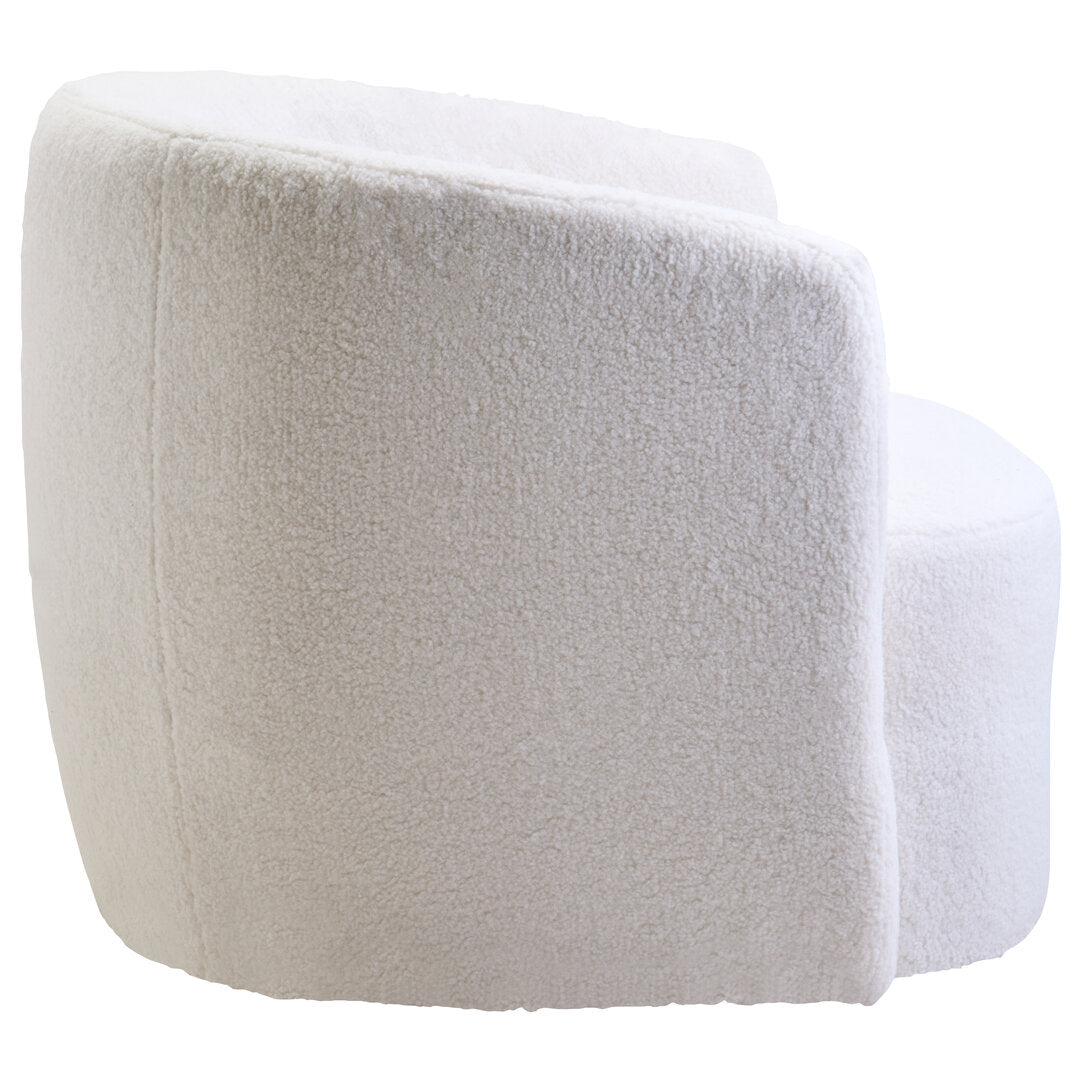 Montreal Ivory Boucle Effect Curved Lounge Chair With Swivel Base