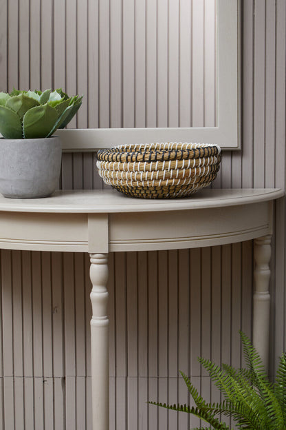 Heritage Putty Pine Wood Half Moon Console Table
