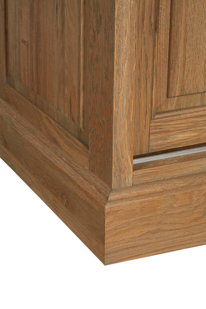Lyon Oak Wood Tall Cabinet with Washed Grey Finish