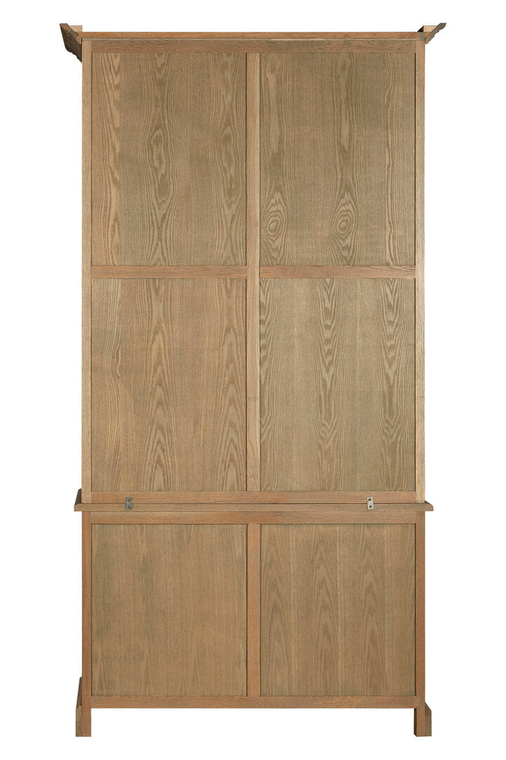 Lyon Oak Wood Tall Cabinet with Washed Grey Finish