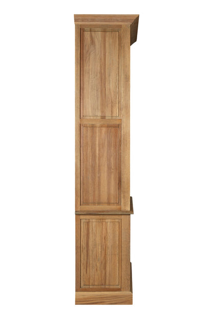 Lyon Oak Wood Tall Cabinet with Washed Grey Finish