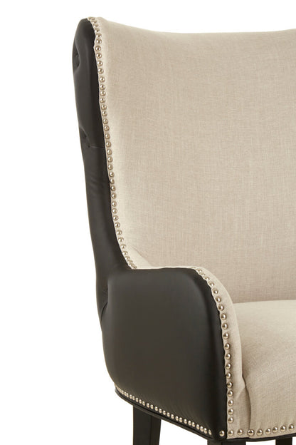 Doucet Natural Fabric Chair with Black Leather Effect Back