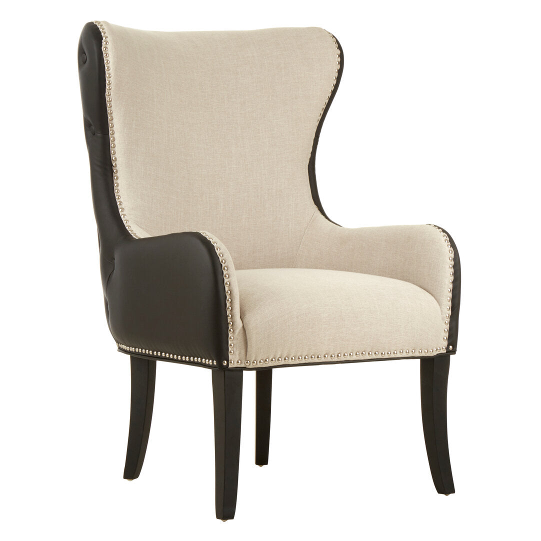 Doucet Natural Fabric Chair with Black Leather Effect Back