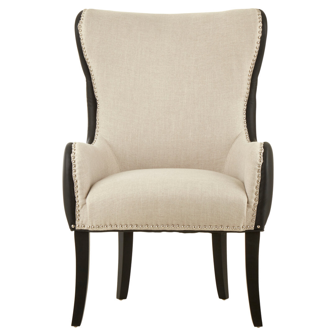 Doucet Natural Fabric Chair with Black Leather Effect Back