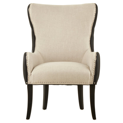 Doucet Natural Fabric Chair with Black Leather Effect Back