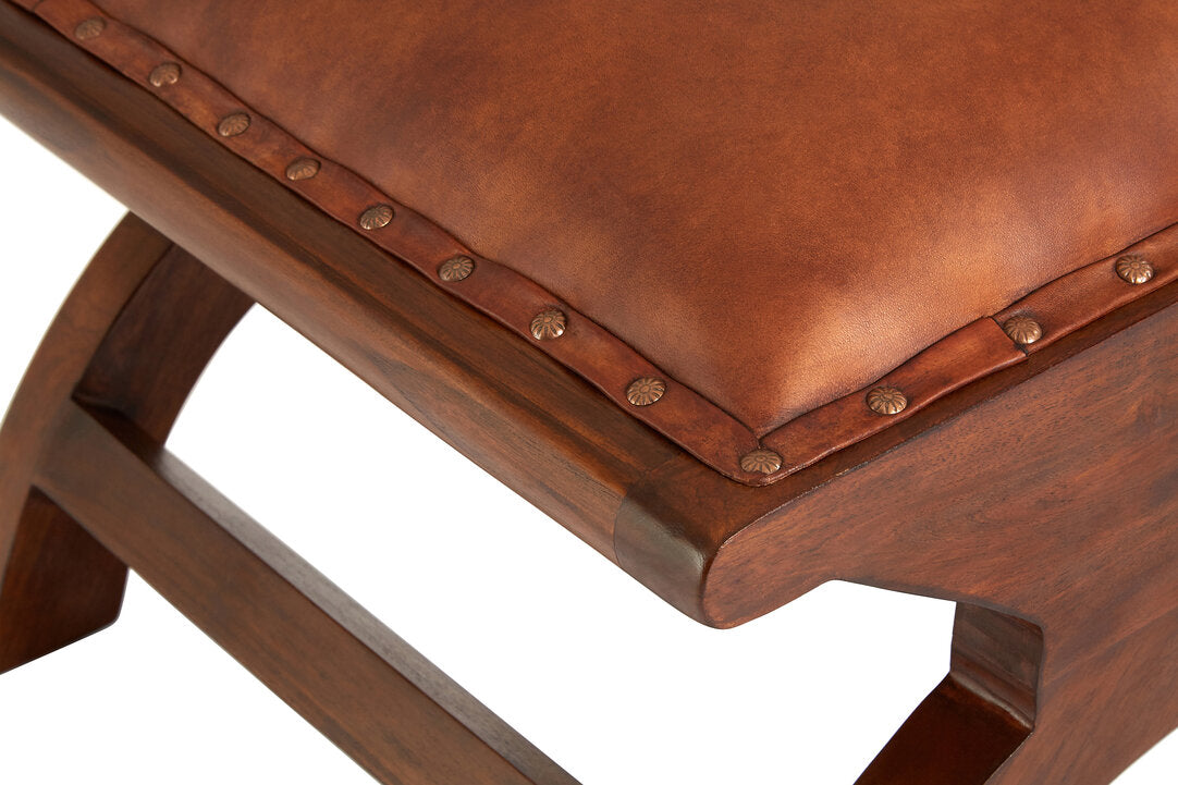 Inca Brown Leather Lounge Chair with Footstool