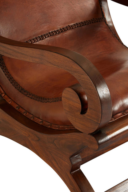 Inca Brown Leather Lounge Chair with Footstool