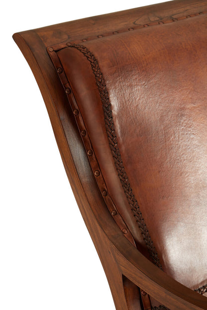 Inca Brown Leather Lounge Chair with Footstool