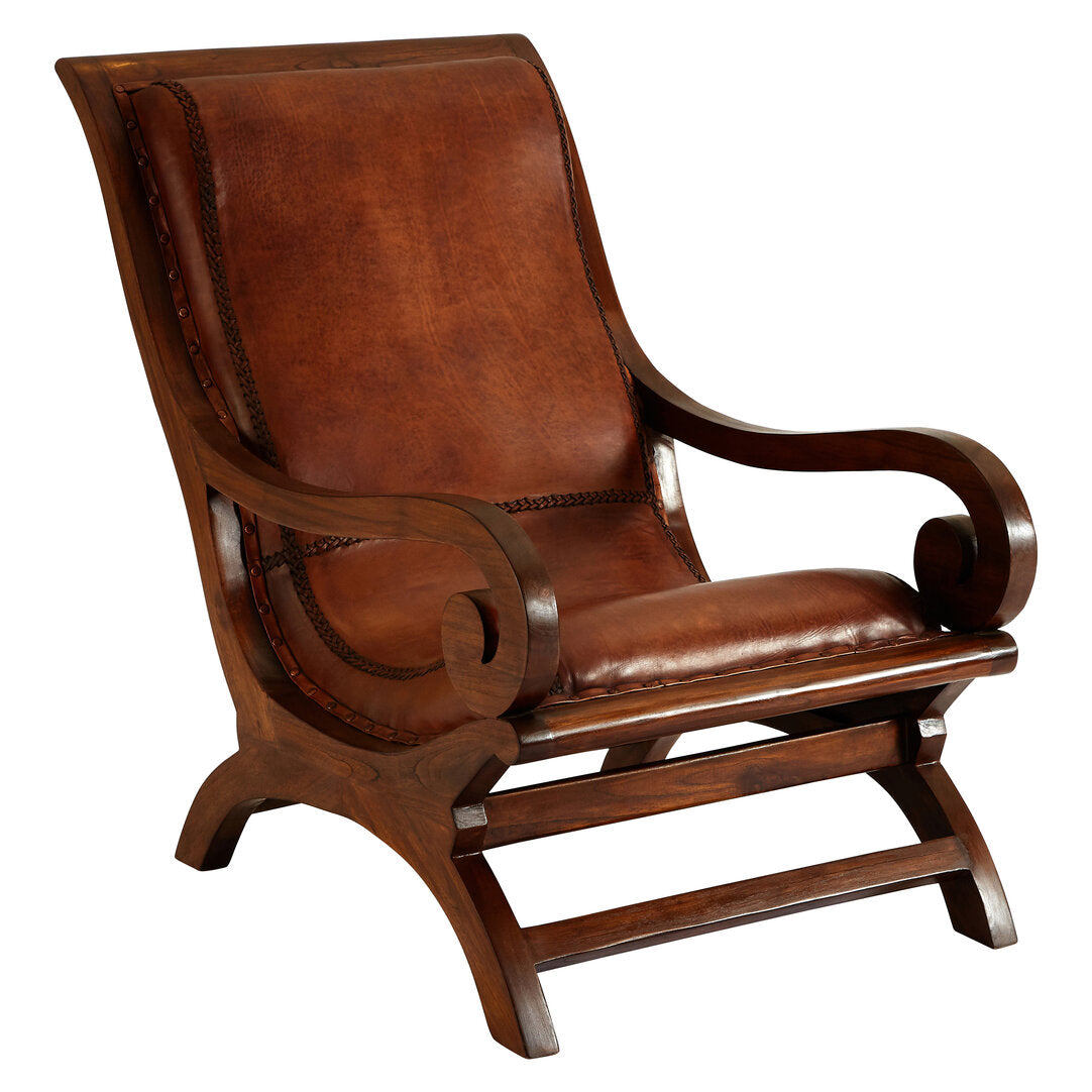 Inca Brown Leather Lounge Chair with Footstool