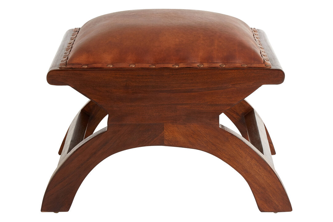 Inca Brown Leather Lounge Chair with Footstool