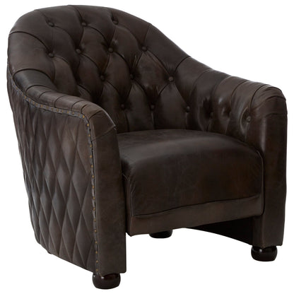 Victor Dark Grey Brown Leather Tub Chair