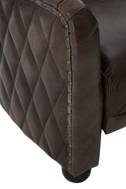 Victor Dark Grey Brown Leather Tub Chair