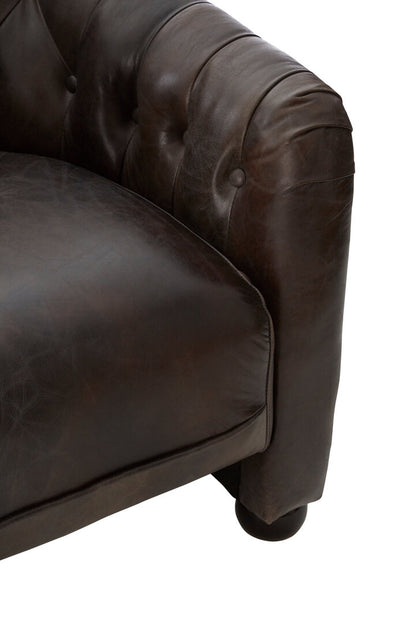 Victor Dark Grey Brown Leather Tub Chair