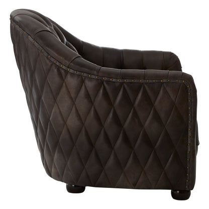 Victor Dark Grey Brown Leather Tub Chair