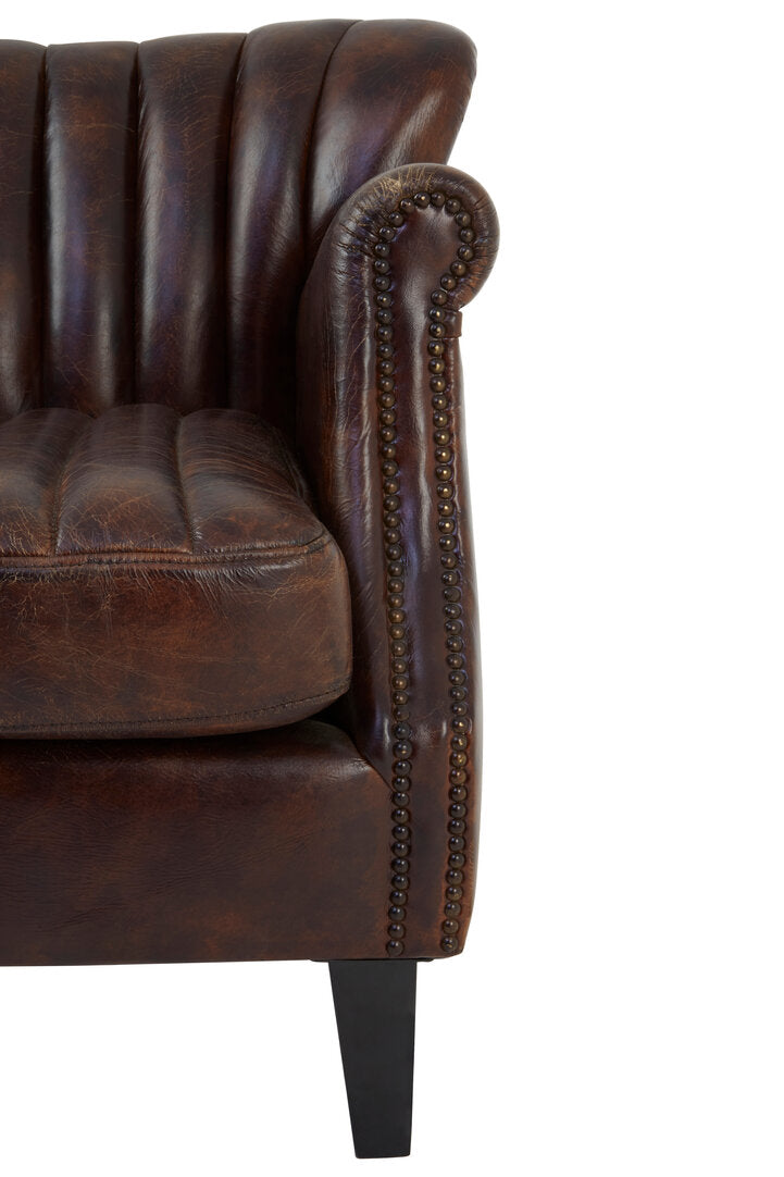 Victor Winged Brown Leather Armchair