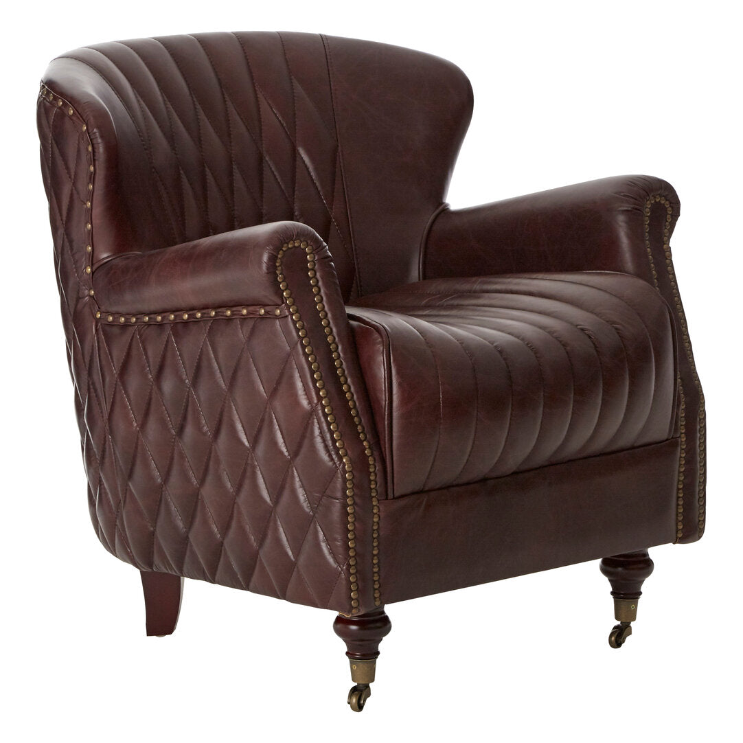Victor Brown Leather Winged Back Armchair