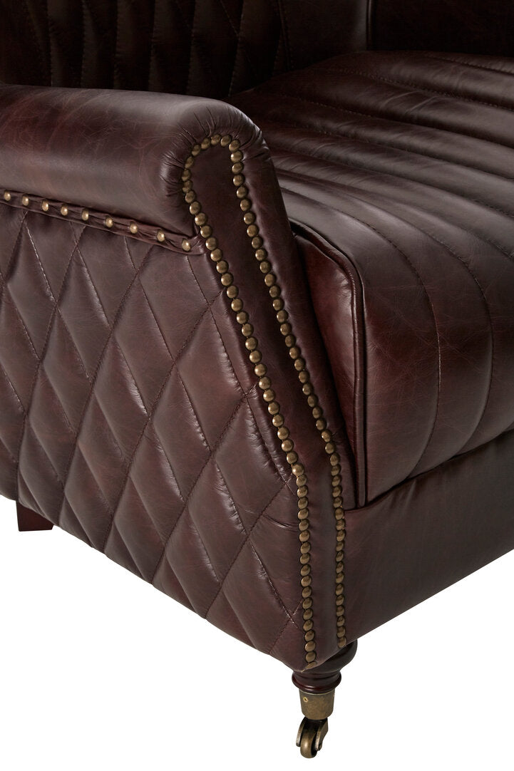 Victor Brown Leather Winged Back Armchair