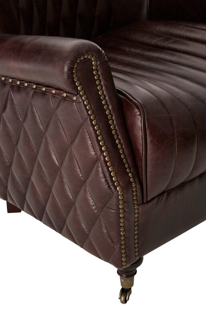 Victor Brown Leather Winged Back Armchair