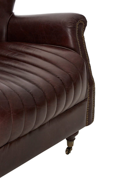 Victor Brown Leather Winged Back Armchair
