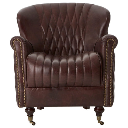 Victor Brown Leather Winged Back Armchair