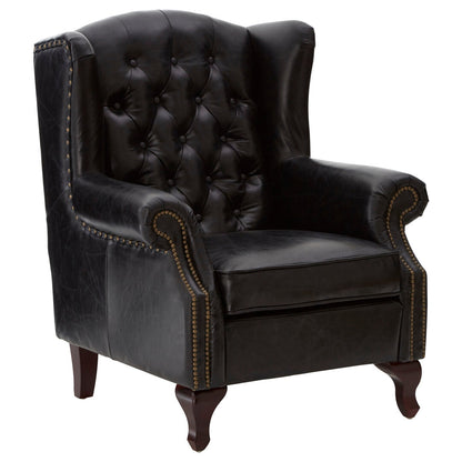 Victor Black Leather Wingback Armchair