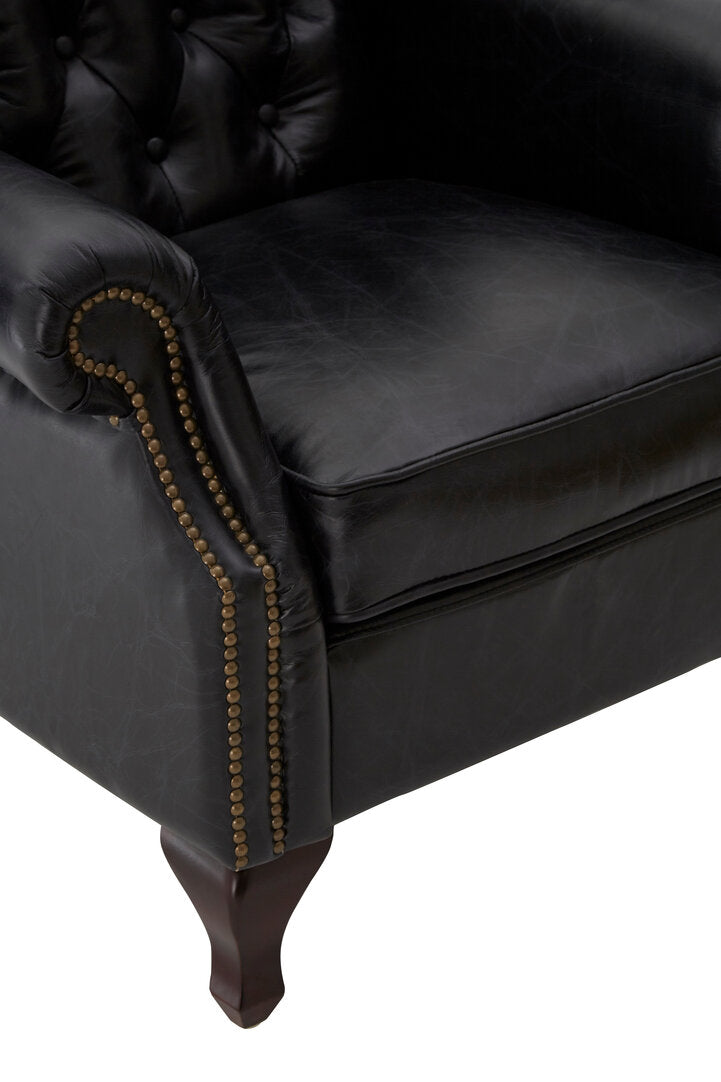 Victor Black Leather Wingback Armchair