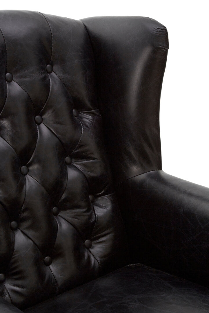 Victor Black Leather Wingback Armchair