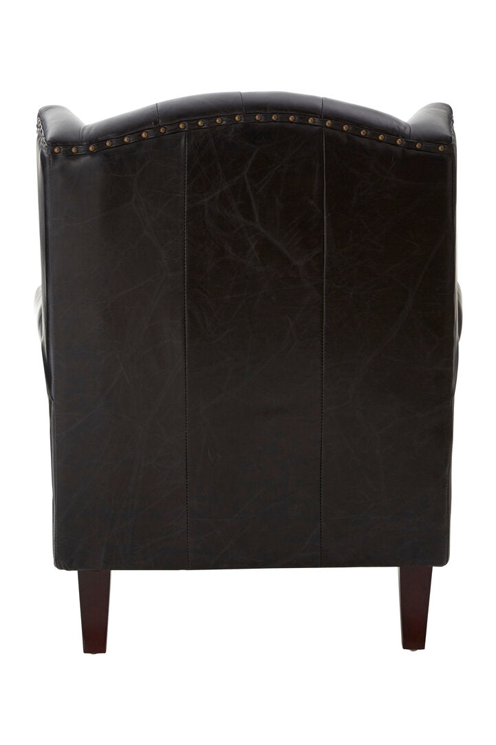 Victor Black Leather Wingback Armchair