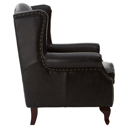 Victor Black Leather Wingback Armchair