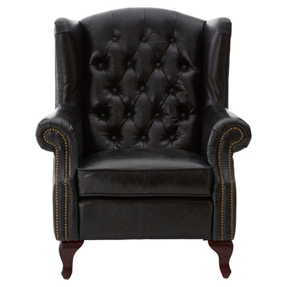 Victor Black Leather Wingback Armchair