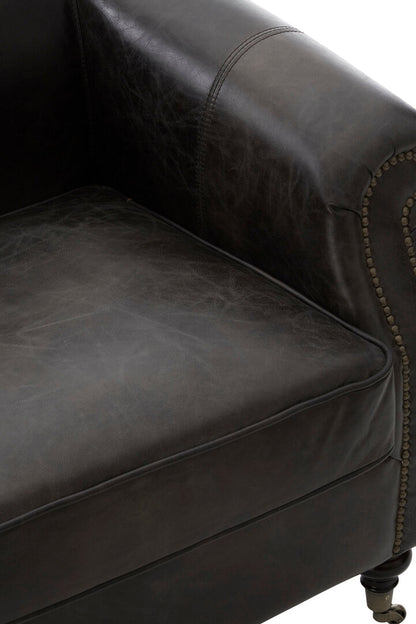 Victor Dark Grey Brown Leather Curved Armchair